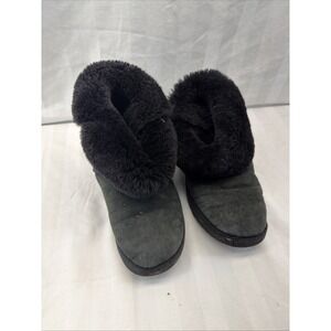UGG Australia Black Suede Sheepskin Fur Fold Over Boots Womens Size 9